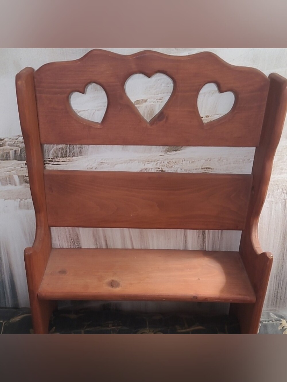 Decorative Rustic Wooden Sweet Heart Cutout Mini Bench